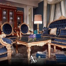 مبلمان سلطنتی آبی مدل آشیل
